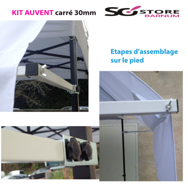 KIT pièces métal pour AUVENT pied CARRE 30mm | 2m ou 3m | – Image 4