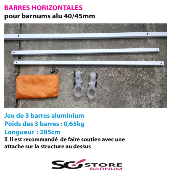 BARRE HORIZONTALE  3mètres pour gamme ALU Hexa 40/45 | Port offert – Image 4