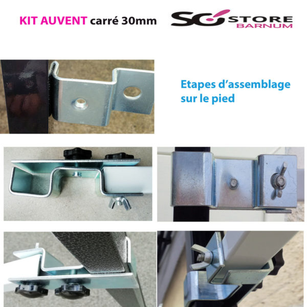 KIT pièces métal pour AUVENT pied CARRE 30mm | 2m ou 3m | – Image 5