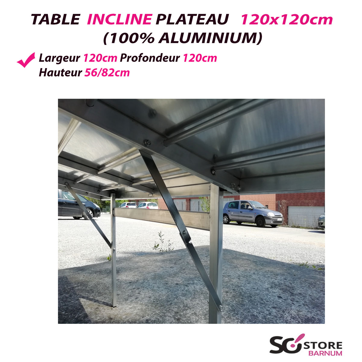 TABLE D'ANGLE incliné Ajouré ou avec Plateau alu