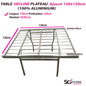 table inclinée aluminium ajourée pas cher