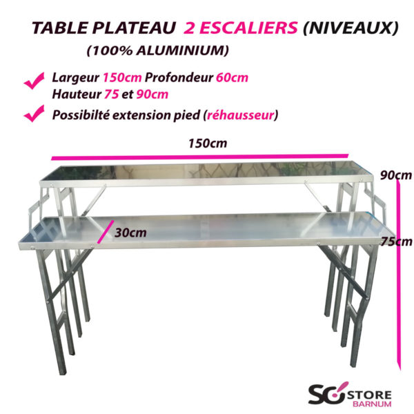 table en aluminium matériel forain