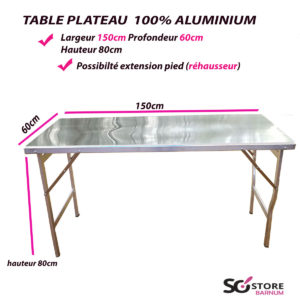 table tout aluminium 1m50 par 60cm qualité professionnel