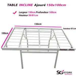 TABLE  Inclinée Ajourée  | 100cm x 150cm | port offert