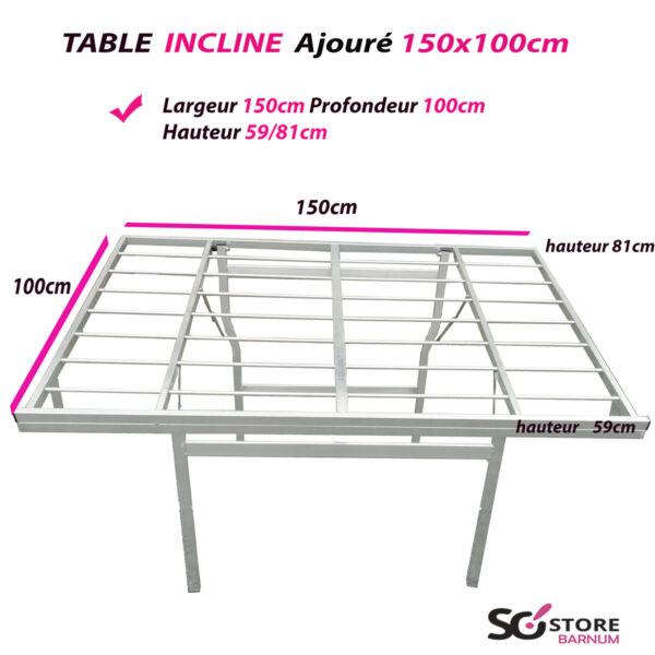 TABLE  Inclinée Ajourée  | 100cm x 150cm | port offert