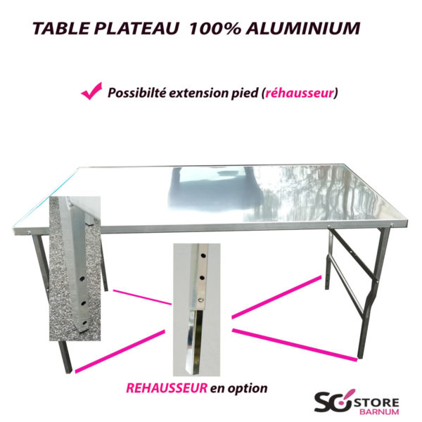 TABLE HORIZONTALE plateau 100% ALUMINIUM |80cm x 150cm | port offert – Image 3