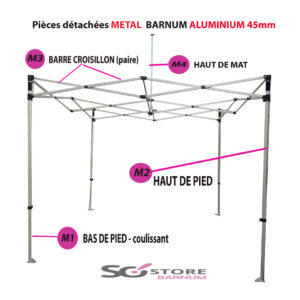 Pièce METAL pour barnum GAMME ALUMINIUM 45mm