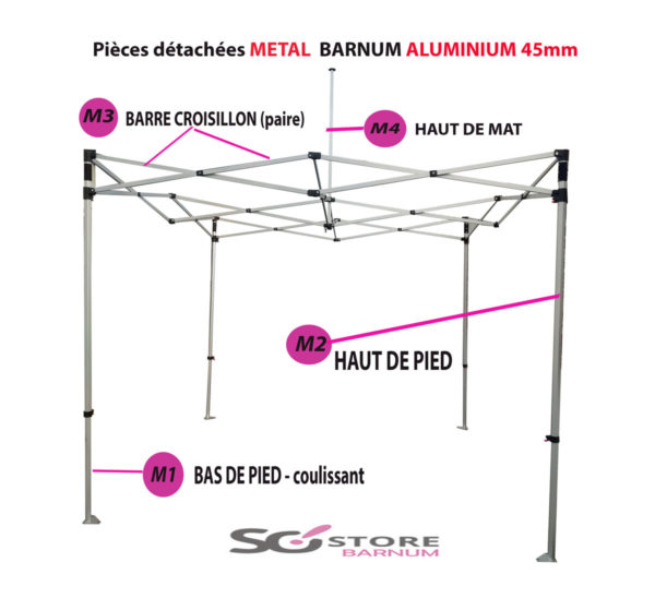 Pièce METAL pour barnum GAMME ALUMINIUM 45mm