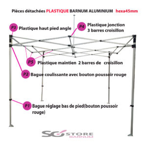 Pièce  PLASTIQUE  barnum gamme ALUMINIUM semi pro 40/45mm | Port compris