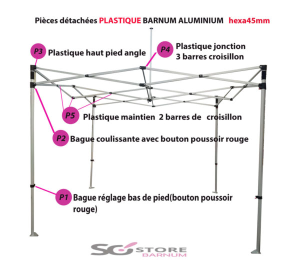 Pièce  PLASTIQUE  barnum gamme ALUMINIUM semi pro 40/45mm | Port compris