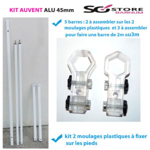 KIT pièces métal pour AUVENT pied ALU hexagonal 40/45mm | 2m ou 3m |