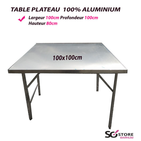 table aluminium 100x100CM marché forain