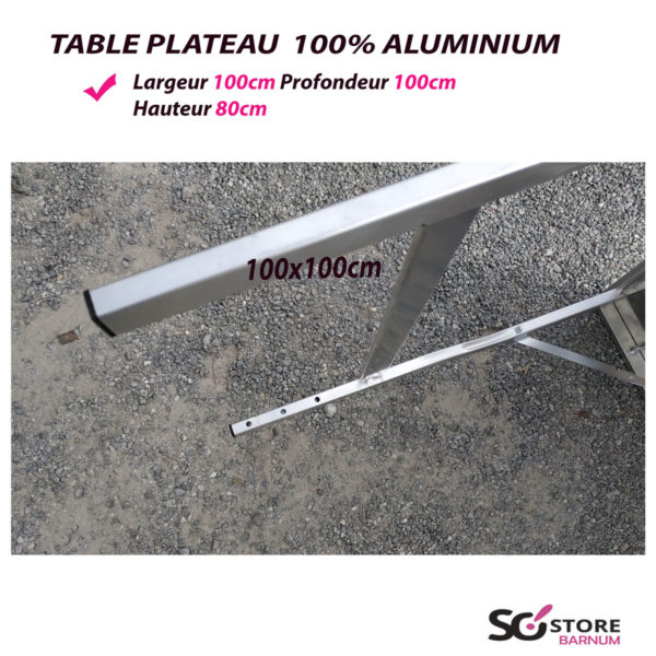 TABLE HORIZONTALE plateau ALUMINIUM | 100cm x 100cm | par 2 ou 4 – Image 4