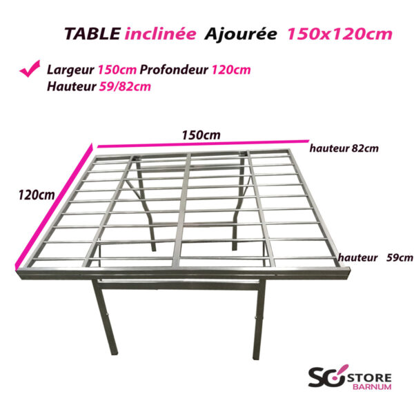 TABLE  Inclinée Ajourée  | 120cm x 150cm   | port offert