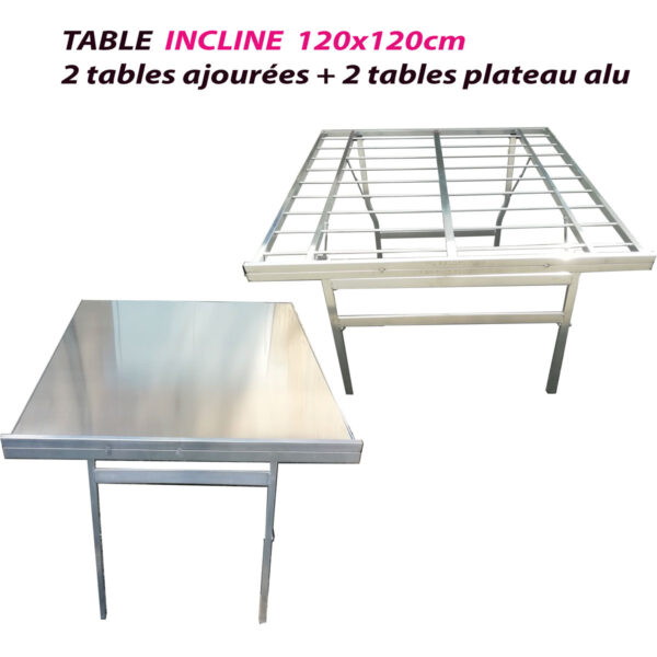TABLE  INCLINÉE avec Plateau ALU PLEIN  | 120cm x 120cm | par 2 min. | PORT OFFERT – Image 3