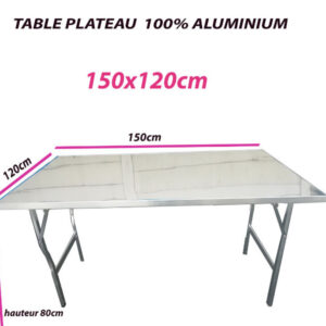 SOSTORE BARNUM Table Aluminium Plateau RESINE 80 par 150cm Pieds Pliables Lot DE 4 