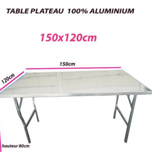 TABLE HORIZONTALE plateau 100% ALUMINIUM | 120cm x 150cm |