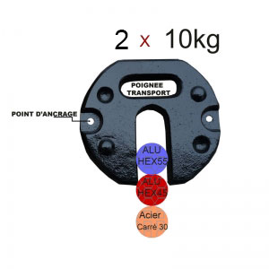 POIDS ACIER / 10 ou 15kg  / POUR BARNUMS GAMME ALUMINIUM
