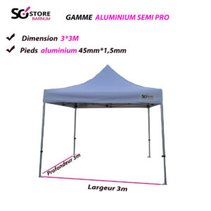 BARNUM  ALUMINIUM  HEXA 45mm SEMI PRO - TOIT anti UV  |  3mx3m |  option AUVENT /MURS opaques ou fenetres